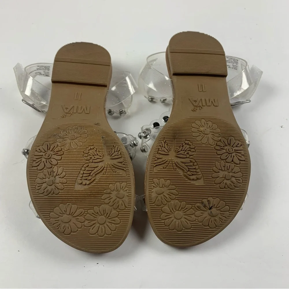 Mia Kids‎ Girls Sandals Strappy Shoes Spiked Studded Clear NWOB 11 M 7298